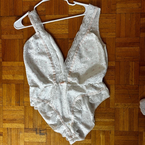 vintage bodysuit lace and pink ribbon 80s - Picture 4 of 7